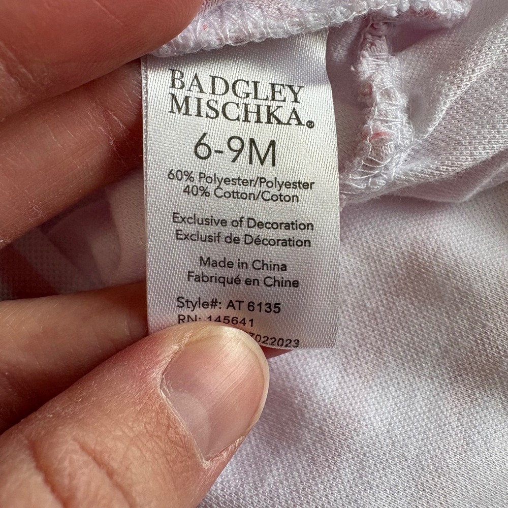 Badgley Mischka Infant Girls 6-9M Striped Pink White Polo Dress Embroider Anchor - Picture 6 of 6